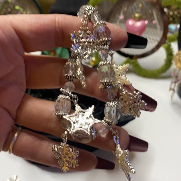 JTV Three Snowflake and Crystal Stretch Bracelets - Picture 3 of 5